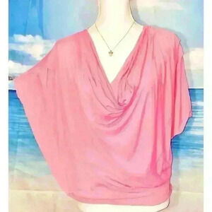VARGA Womans PINK Top Stretch LIGHTWEIGHT Loose BOHO Shirt size Large